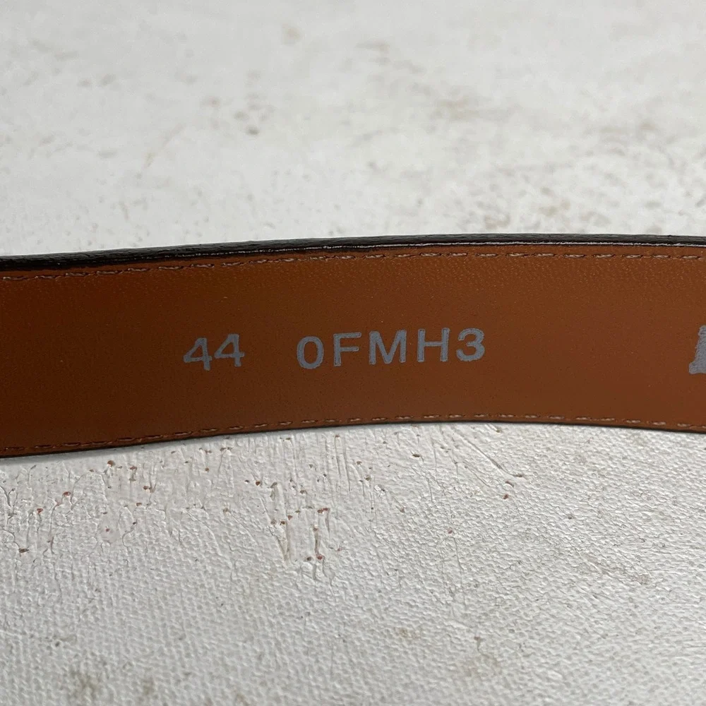 L.L. Bean Belt Mens 44 Brown Full Grain Leather Brass Buckle Made in USA 0FMH3
